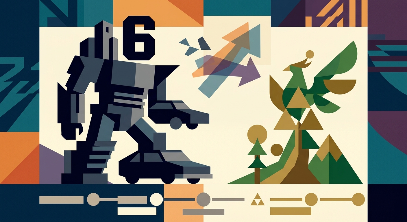 Minimalist flat vector illustration of geometric shapes representing a gaming competition concept.