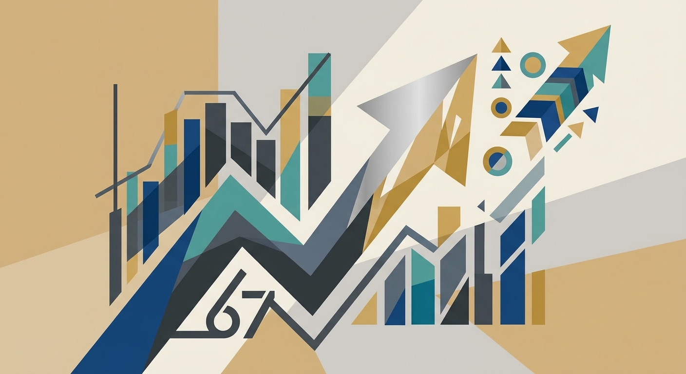 Gümüş rengi grafik çizgileri ve yükselen geometrik formlardan oluşan soyut, minimalist vektör illüstrasyon.