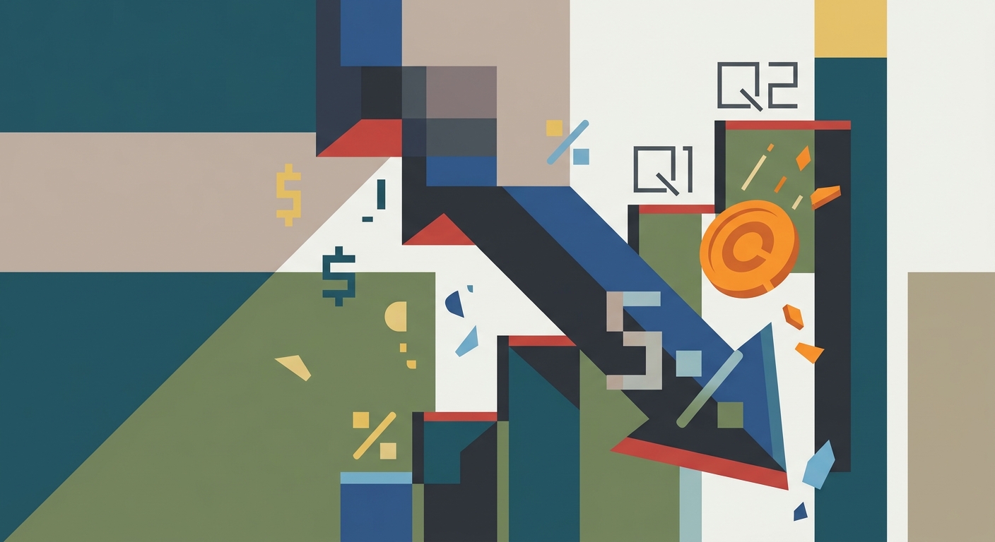 Minimalist geometric vector illustration of a declining financial trend line on a plain background.